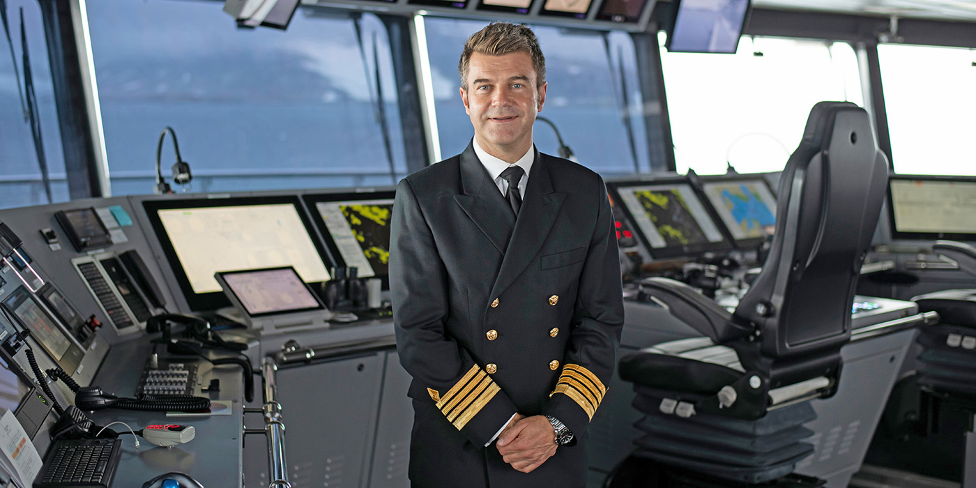 Captain Erwan Le Rouzic on the Bridge