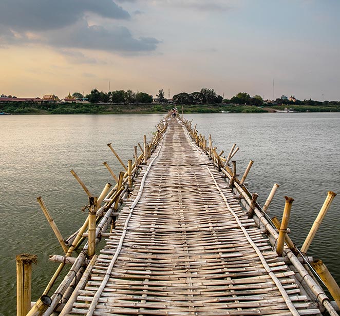 Bamboo bridge in Kampong Cham, Cambodia