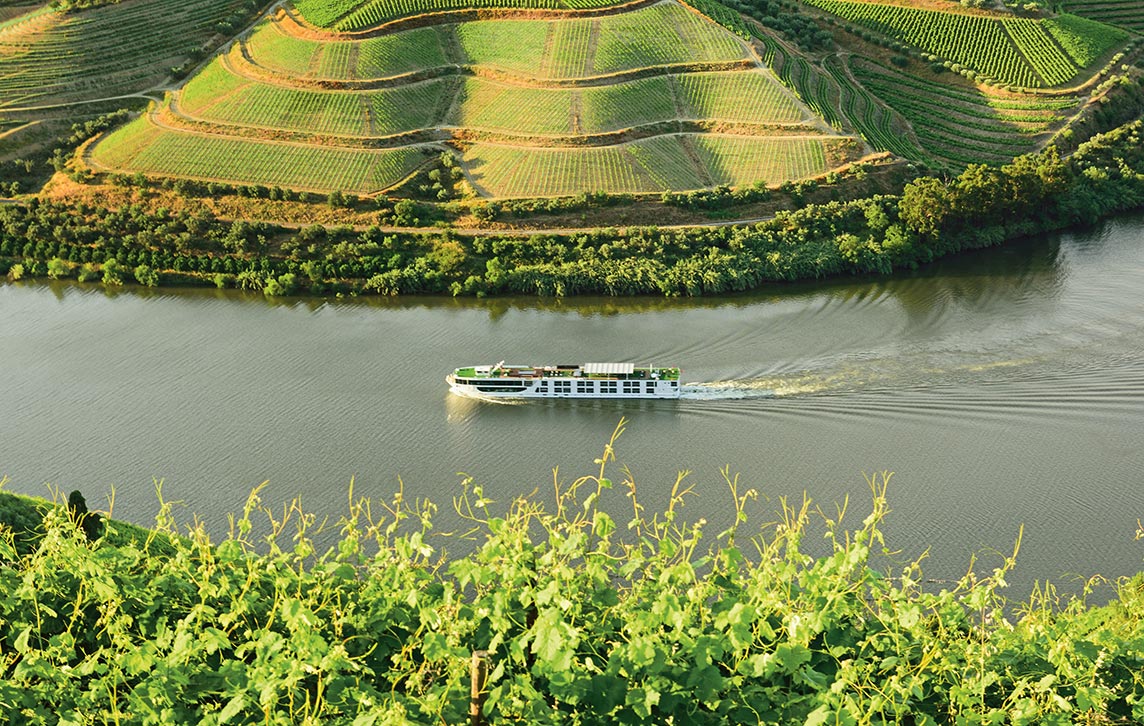 Scenic Azure cruising on the Douro Valley in Portugal