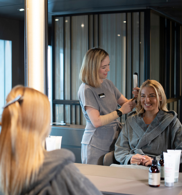 Hairdresser on board Scenic Eclipse