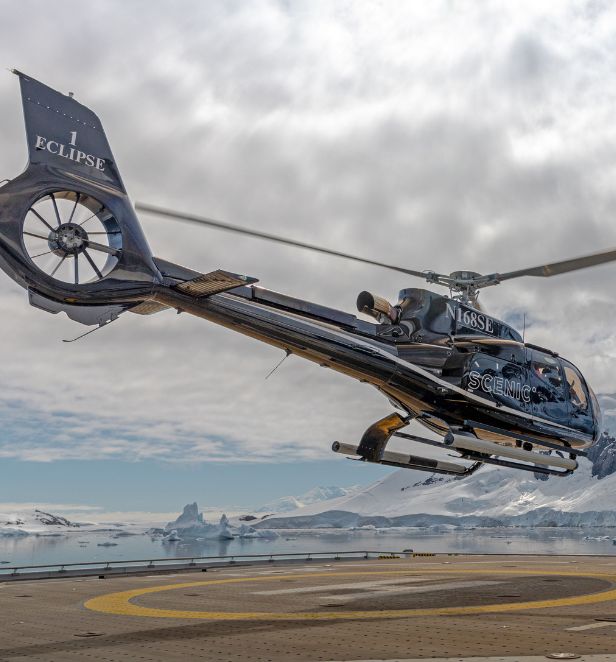 Scenic Eclipse helicopter in Antarctica