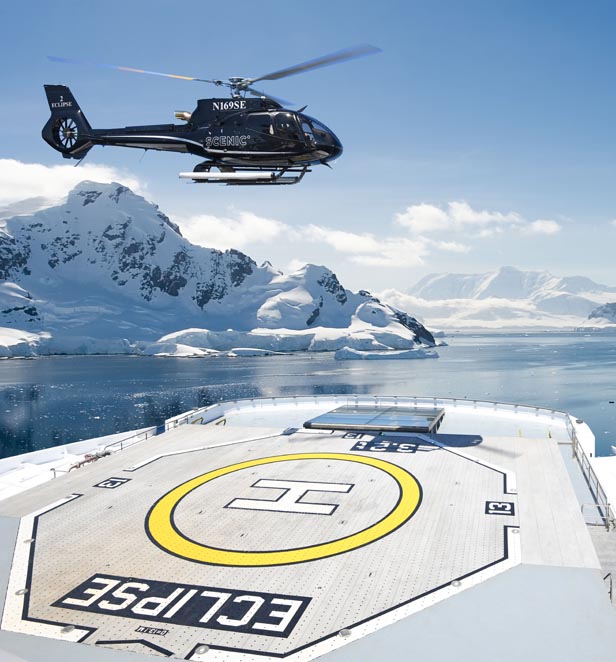 Scenic Eclipse Helicopter in Antarctica
